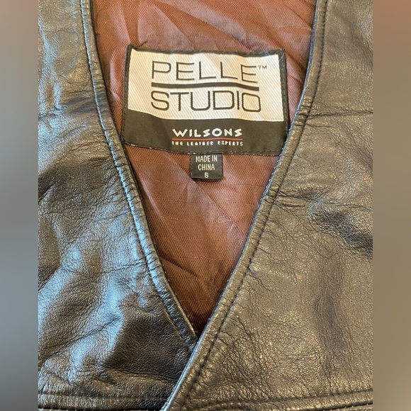 Wilsons Leather Black Vest Mens Small Motorcycle Moto Biker 4 Button - Picture 6 of 8